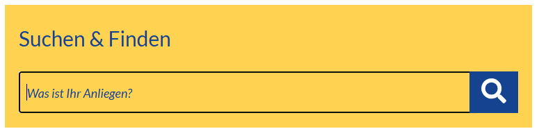 Feld für die Suche auf der Startseite